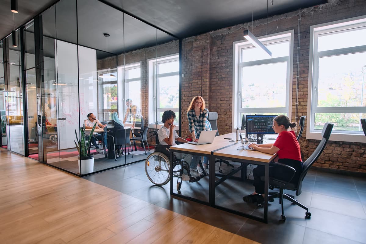 Diverse business professionals collaborating